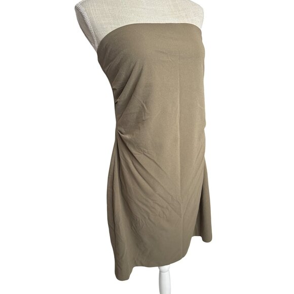 Zara Khaki Strapless Dress XXL Soft Fabric Elegant & Comfortable - Picture 3 of 11